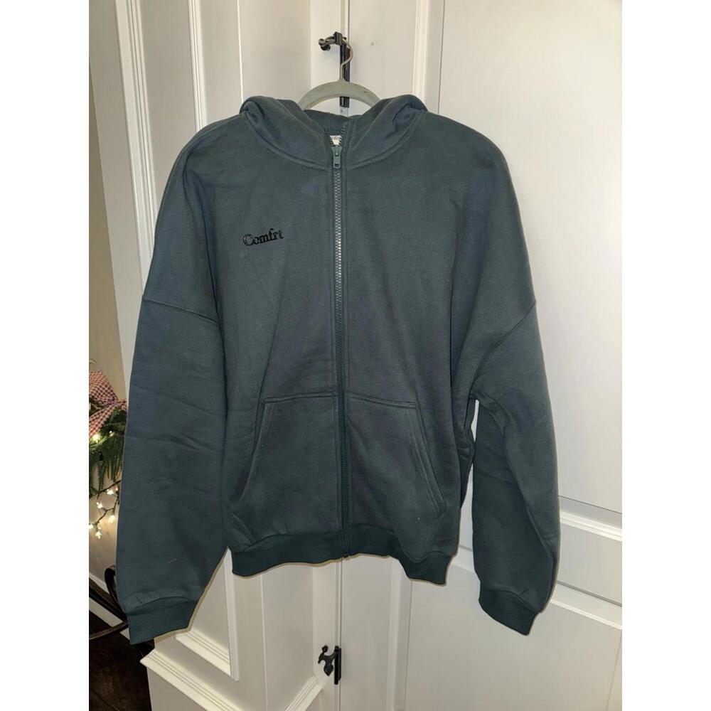 Comfrt Unisex Adult Green Full Zip Hoodie Size Large NWOT - Picture 3 of 9